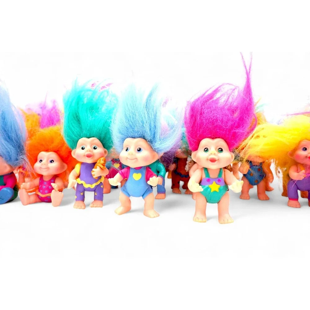 Lot of 25 Small Troll Dolls with Brightly Colored Hair Toy Figurines for‎ Kids